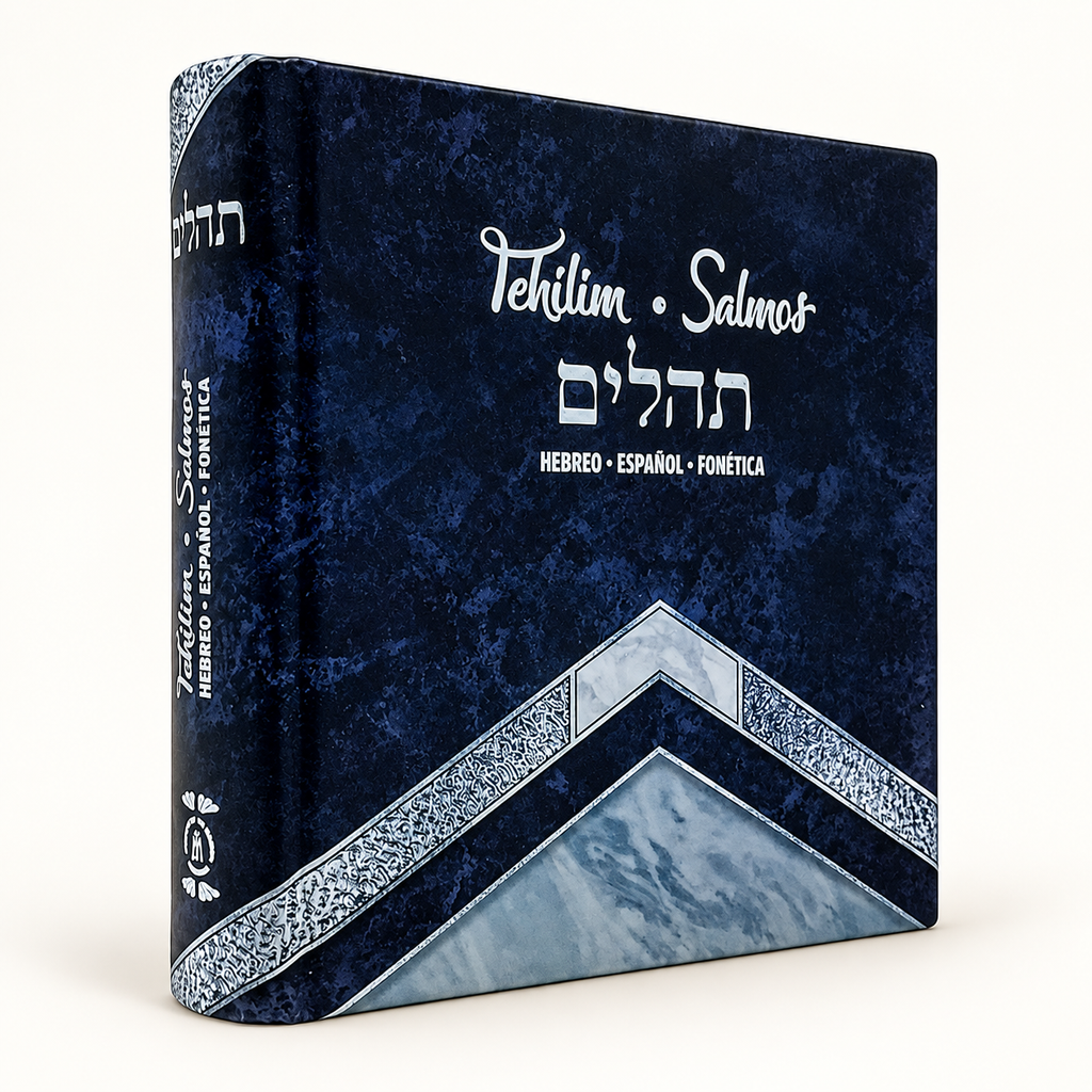 Tehilim azul cuadrado: presentación de portada sobre fondo claro.