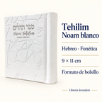 Tehilim Noam blanco: ficha visual con Hebreo · Fonética, 9 × 11 cm, Formato de bolsillo.