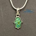 Collar de rodio hamsa plateada concha nacar 10371