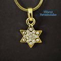 Collar de rodio maguen David dorada con brillantes blancos 10959