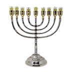 9-branched pewter bronze chanukiah containers for vessels 16717