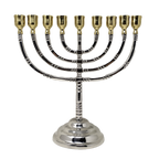 9-branched pewter bronze chanukiah containers for vessels 16717