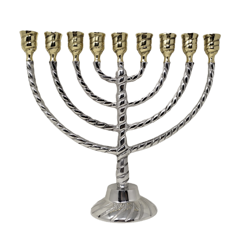 Hanukkah, 9-branched pewter chanukiah, bronze vessels 16720