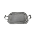 Charola de pewter con asas de rayas  18830