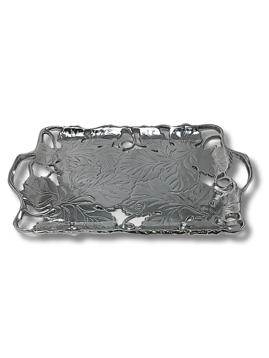 Pewter tray decorated with leaves 18832