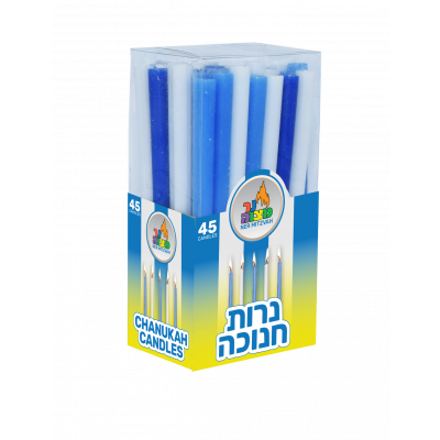 Medium Hanukkah Candles, White and Blue, 28320