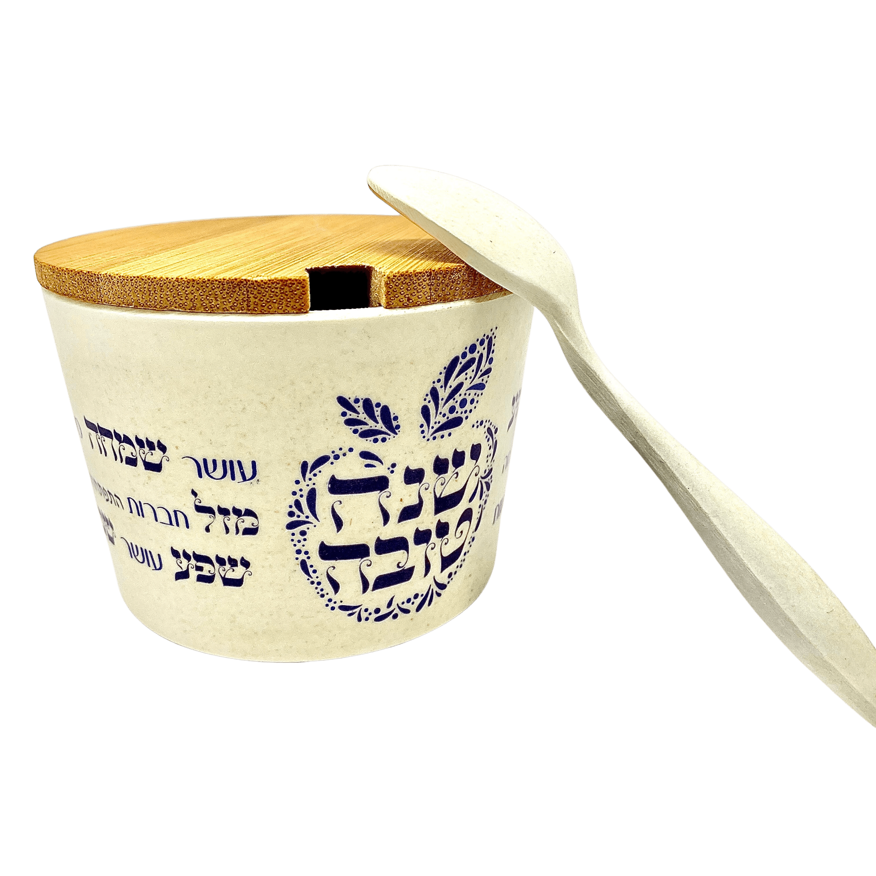 Mielera de bambu color blanca con morado 47468