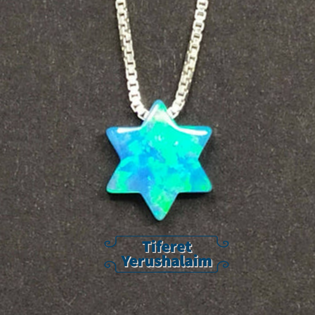 Collar plata maguen david celeste de opalo 70817