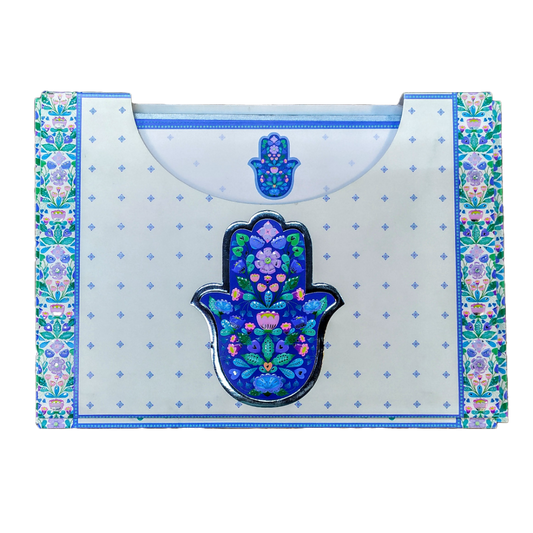 Decorated blue hamsa note card 766493