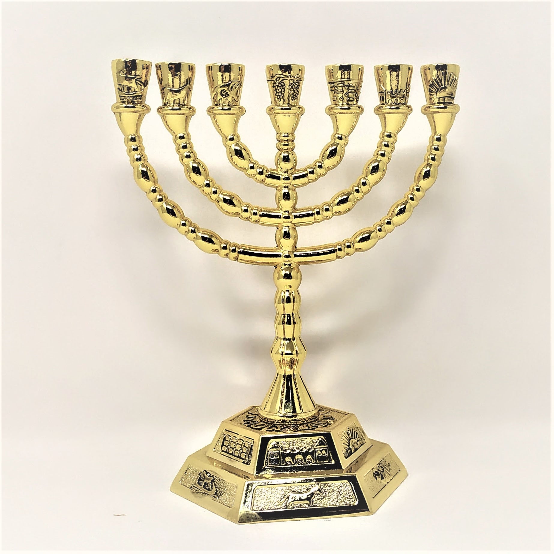 Menora 7 brazos 12 tribus 11 cm Dorado brillante 96136