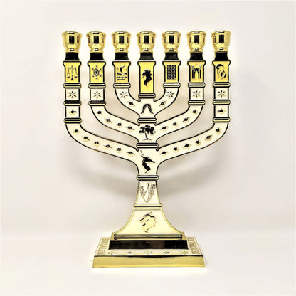 Menora 7 brazos Tiferet Yerushalaim 27 cm Blanco dorado 96144