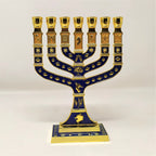 Menora 7 brazos Tiferet Yerushalaim 18 cm azul dorado 96145