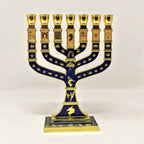 Menora 7 brazos Tiferet Yerushalaim 12 cm Azul dorado 96146