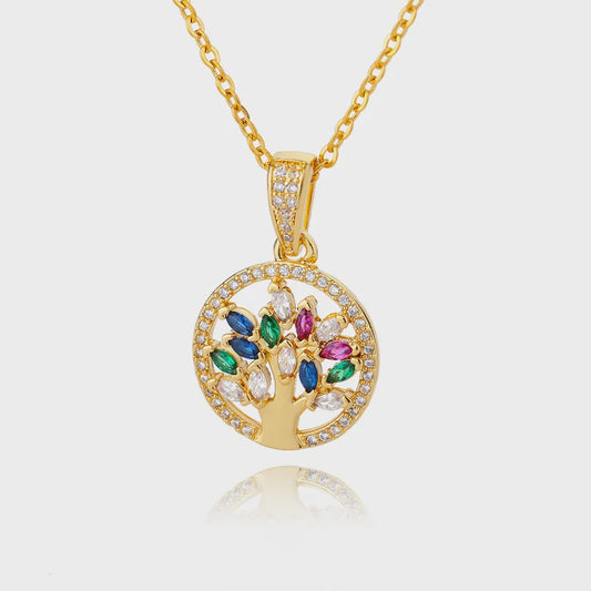 Tree of life necklace with colored stones 11511