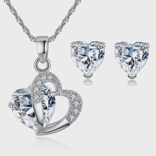 Zirconia necklace and earring set 11515