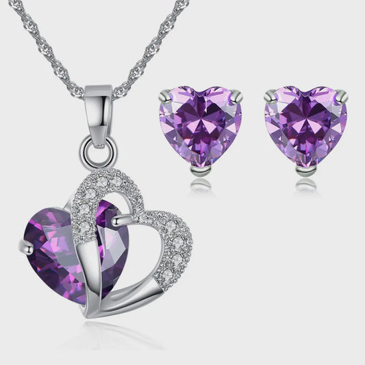 Purple Zirconia Necklace and Earring Set 11517