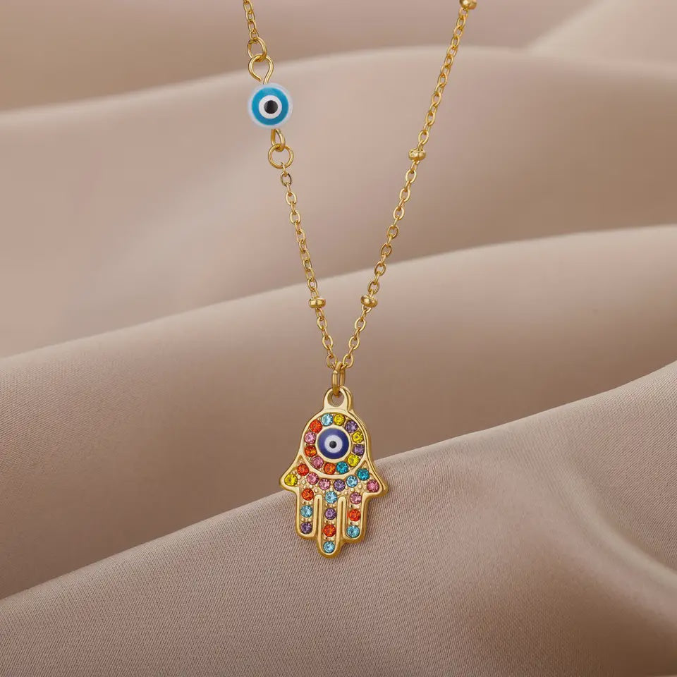 Collar hamsa dorada 11513