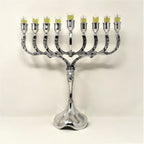 Pewter 9-Branch Flower Chanukiah for vessels 16702