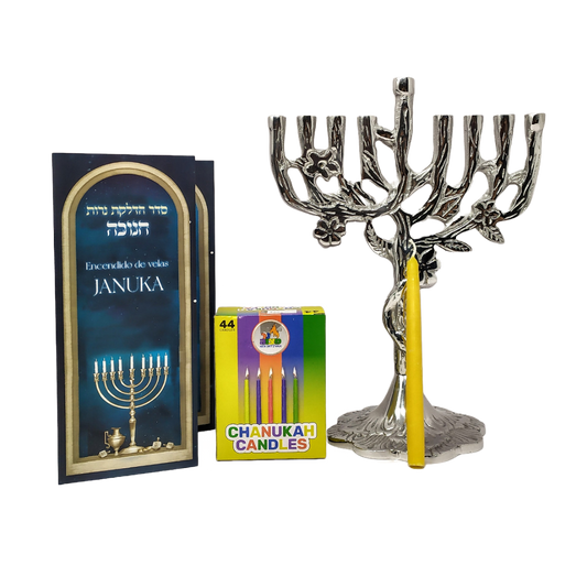 Juego de janukia de pewter 9 brazos arbol para velas 11370