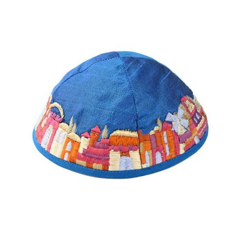 Kipa azul celeste  jerusalem YME-1B