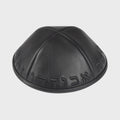 Black Alef Bet Leather Kipa