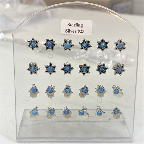 Aretes de plata  y opalo Maguen o mano - Libreria Jerusalem Centro