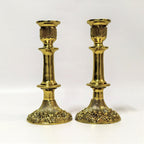 Decorated gold lacquer Shabbat candlestick 18808