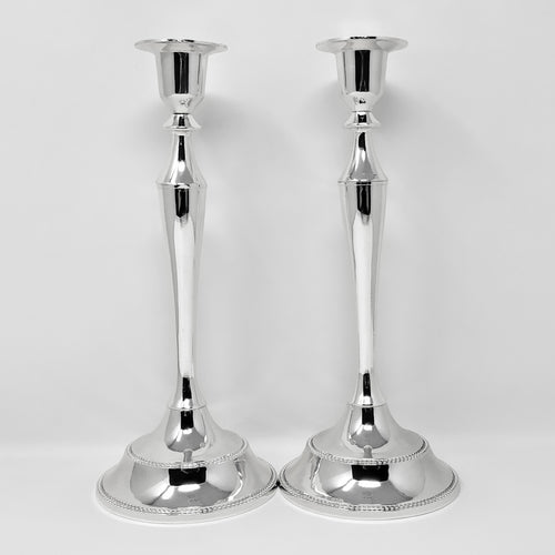Candelabros Shabat 24 cm Plateados 002 - Libreria Jerusalem Centro