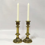 Decorated gold lacquer Shabbat candlestick 18808