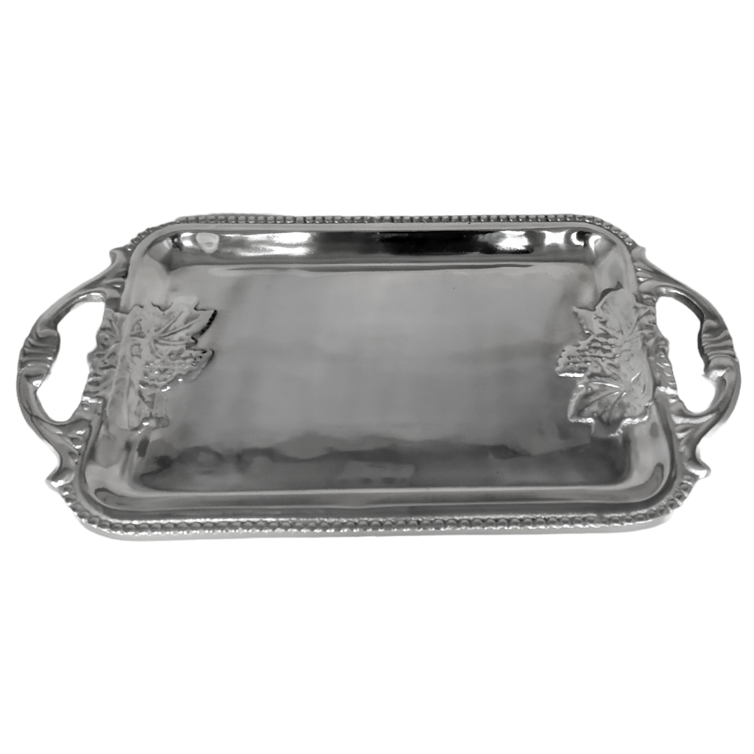 Charola de pewter con asas uvas  18828