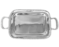 Charola de pewter cordon rayas con asa 18818