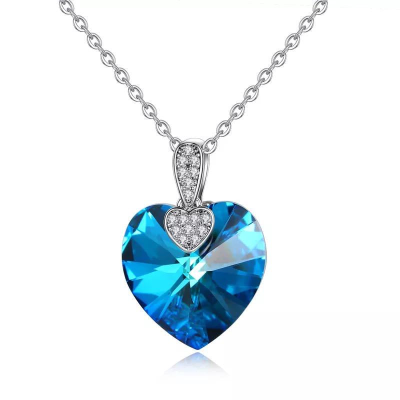 Collar dije corazon de cristal azul - Libreria Jerusalem Centro