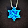 Collar plata maguen david azul de opalo - Libreria Jerusalem Centro