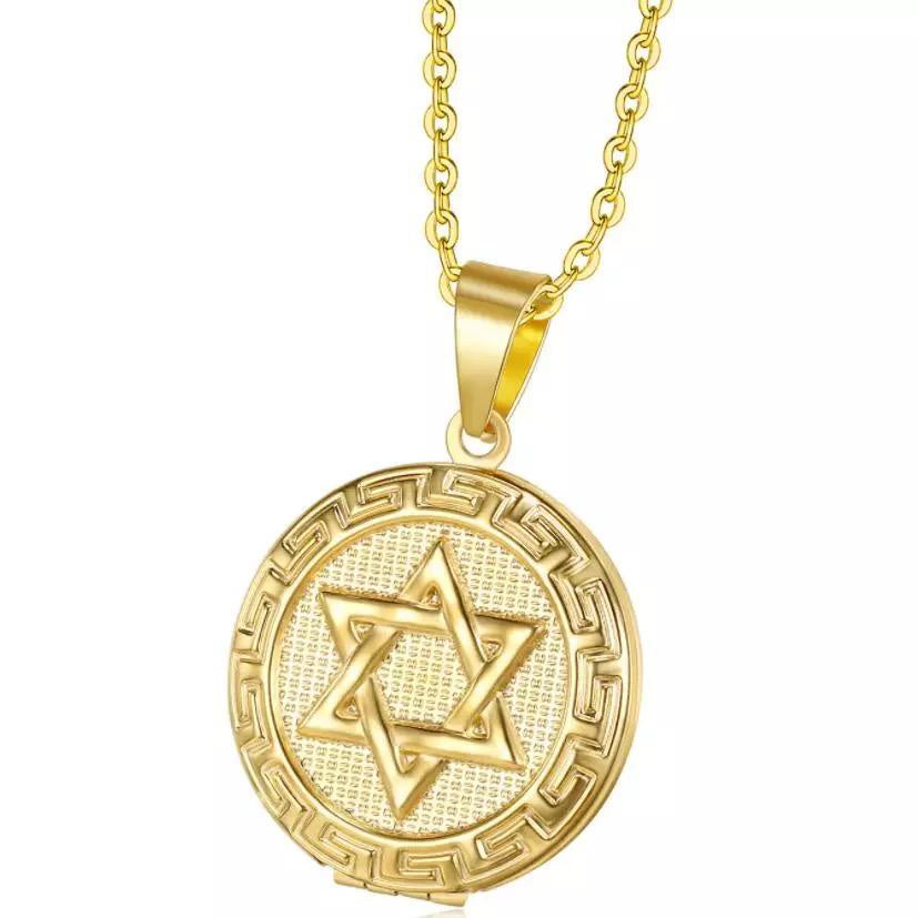 Collar portarretrato dorado - Libreria Jerusalem Centro