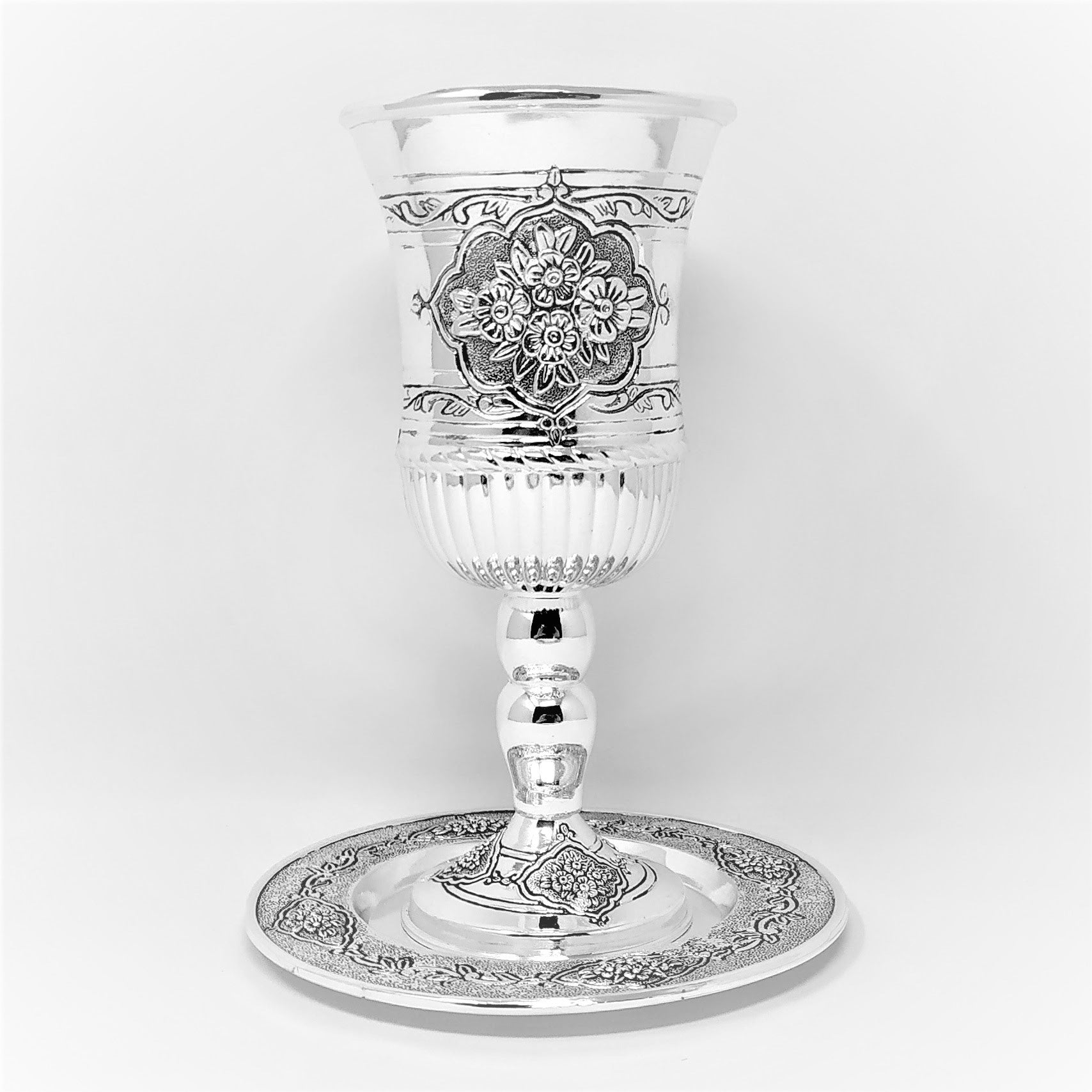 Copa de kidush alta con plato 12490 - Libreria Jerusalem Centro