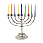 9-branch pewter hanukiah, medium, single candle holder 11337