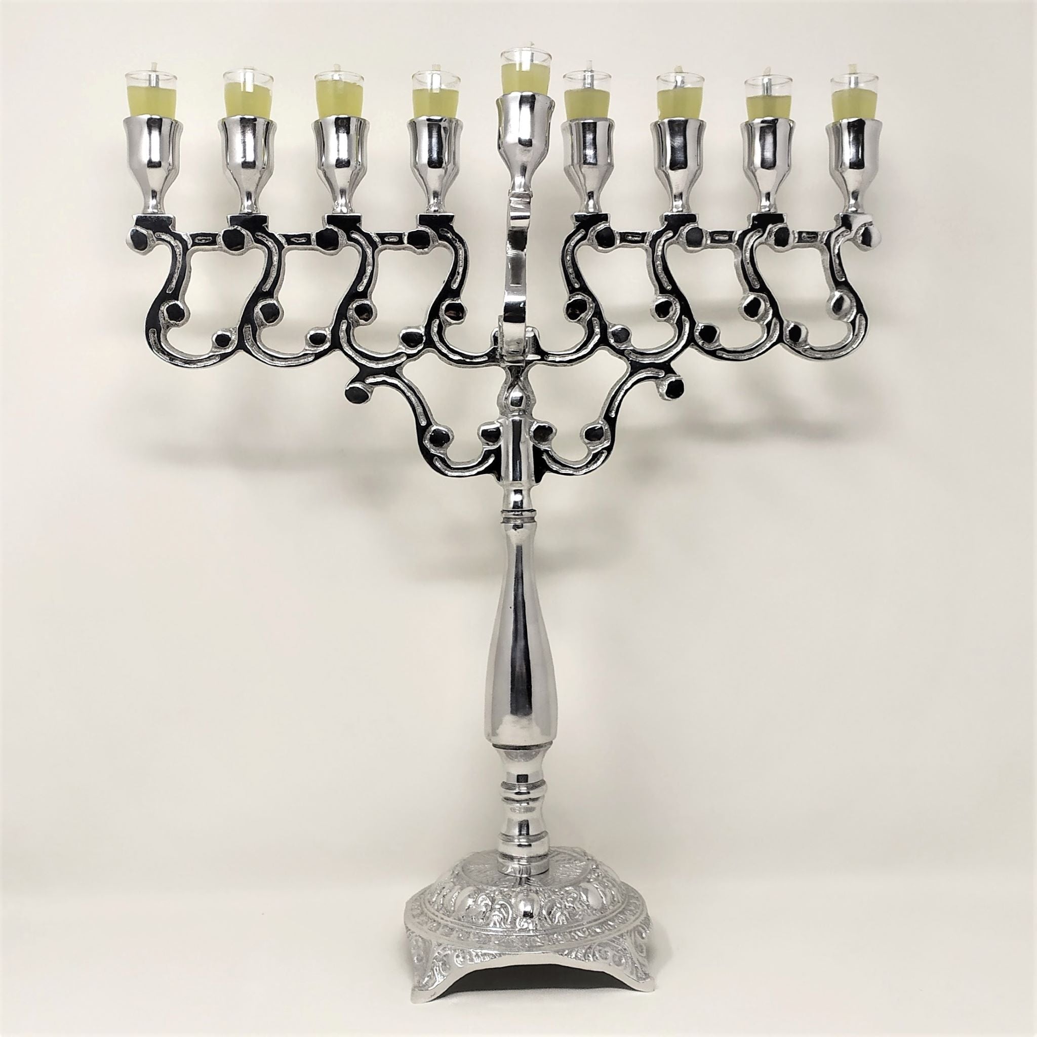 Baroque Pewter 9-Armed Chanukiah for vessels 16701