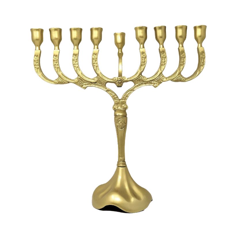 9-branch golden pewter flower Chanukiah for vessels 16715