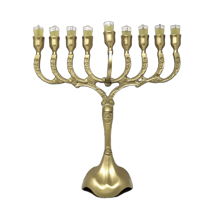 9-branch golden pewter flower Chanukiah for vessels 16715