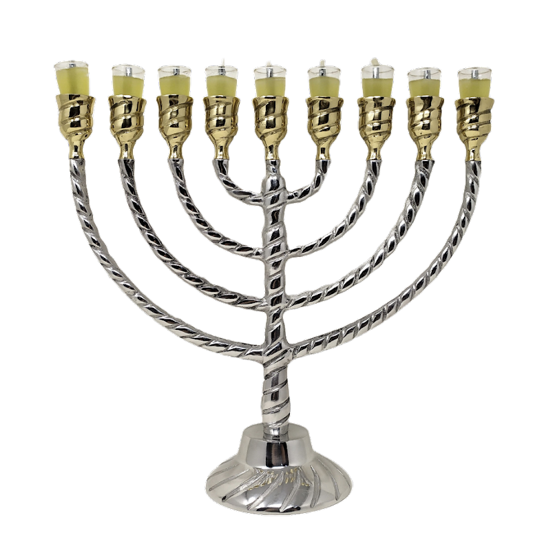 Hanukkah, 9-branched pewter chanukiah, bronze vessels 16720