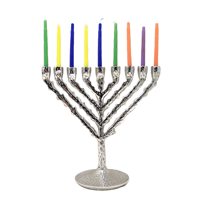 Hammered Pewter 9-Armed Chanukah for Candles 16722