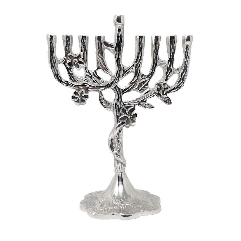 9-branch pewter hanukiah candle holder 16723