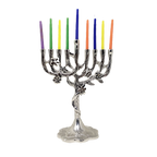 9-branch pewter hanukiah candle holder 16723