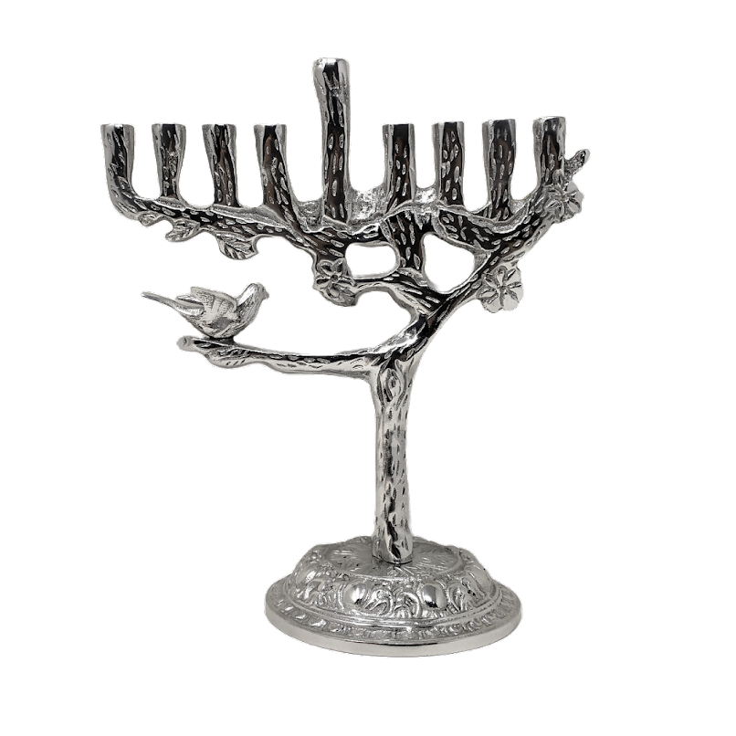 Janukia 9 brazos de pewter arbol con pajaro para velas 16724