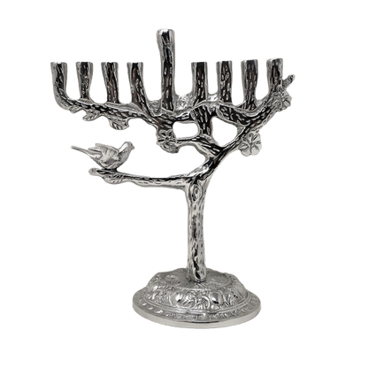 Janukia 9 brazos de pewter arbol con pajaro para velas 16724