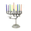 Janukia 9 brazos de pewter arbol con pajaro para velas 16724