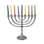 Medium Pewter 9-Armed Chanukah for Candles 16704