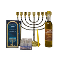 Juego de janukia de pewter con base y contenedores de bronce 11364