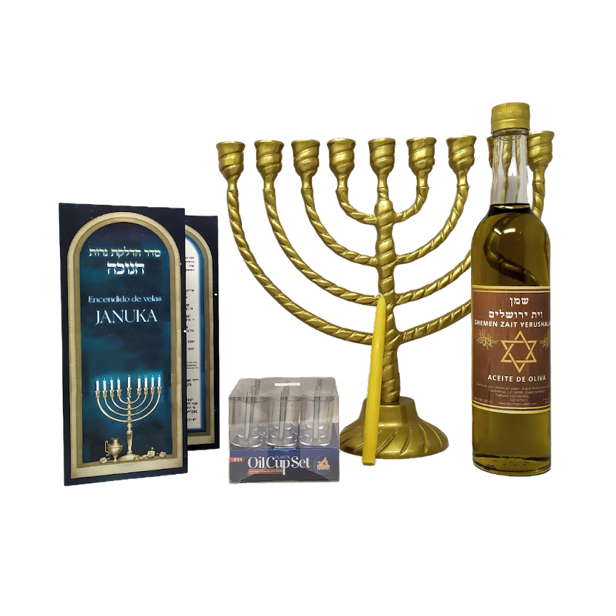 Gold braided pewter menorah set for cups 11372