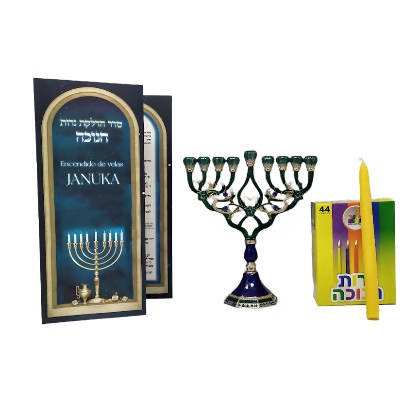 Blue menorah set for candles 11374